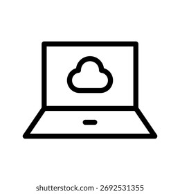 Laptop com Ícone de Linha na Nuvem — Computação em Nuvem, Armazenamento e Sincronização