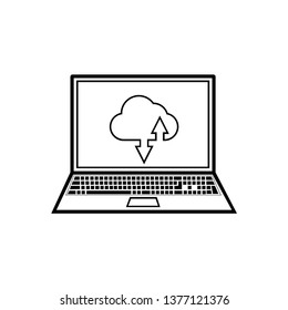 Laptop with cloud loading sign