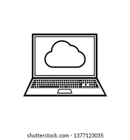 Laptop with cloud on screen sign
