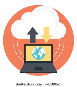 
A laptop and a cloud representing cloud computing. 
