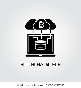 laptop and cloud server of bitcoin concept icon