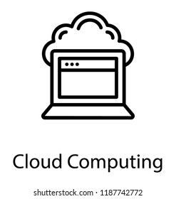 Laptop with cloud symbol known as cloud computing 