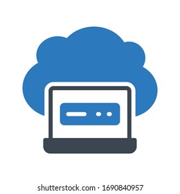 icono de color de glifo vectorial de nube portátil 