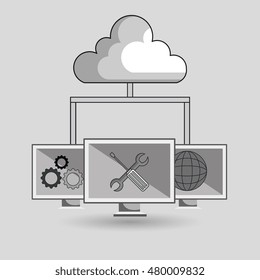 laptop cloud wifi padlock