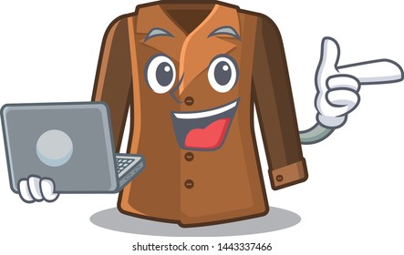 With laptop coat in the a character shape