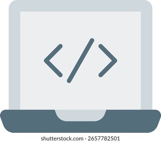 Laptop with Code Illustration for Developers, Frontend and backend coding, modern web app creation