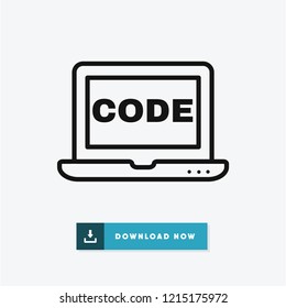 Laptop code vector icon