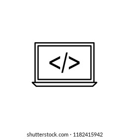laptop coding icon. Element of online and web for mobile concept and web apps icon. Thin line icon for website design and development, app development. Premium icon