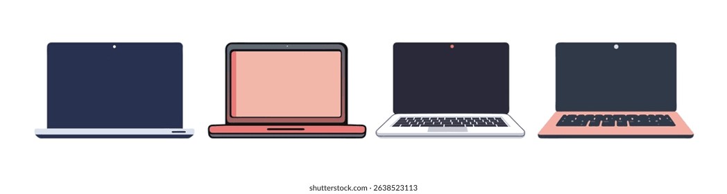 Laptop Collection Minimalist Device Icons Modern Tech Flat Design
