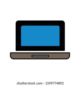 Laptop with colored outline icon vector illustration logo template for many purpose