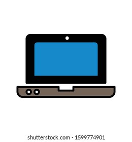 Laptop with colored outline icon vector illustration logo template for many purpose