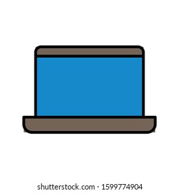Laptop with colored outline icon vector illustration logo template for many purpose
