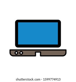 Laptop with colored outline icon vector illustration logo template for many purpose