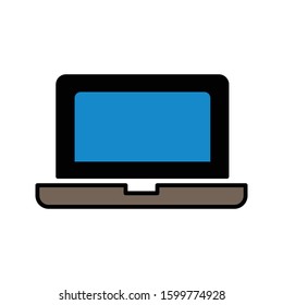 Laptop with colored outline icon vector illustration logo template for many purpose