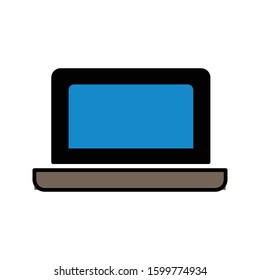 Laptop with colored outline icon vector illustration logo template for many purpose