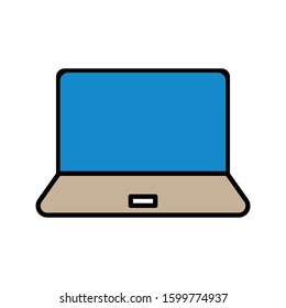 Laptop with colored outline icon vector illustration logo template for many purpose