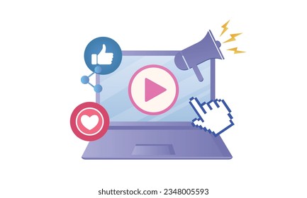 laptop and colorful graphic elements Business advertisement and promotion concept.on white background.Vector Design Illustration.