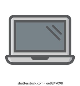 Laptop colorful line icon, notebook and electronic, vector graphics, a filled pattern on a white background, eps 10.