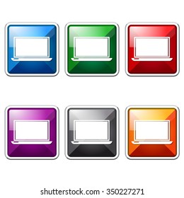Laptop Colorful Vector Icon Button