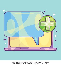 Laptop with Comment Add Concept Vector