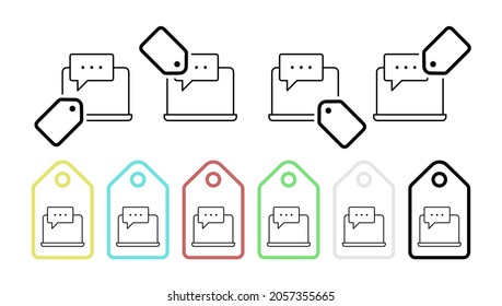 Laptop communication vector icon in tag set illustration for ui and ux, website or mobile application