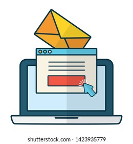 laptop communication web send email vector illustration