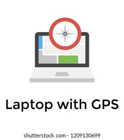 Laptop with compass symbolising laptop gps