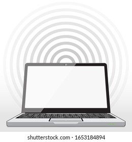 A Laptop computer accessing the internet - WWW streaming Entertainment, Information and Data via a super speed 5G network connection.