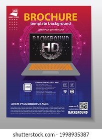  Laptop Computer Application Technology Poster Flyer Communication Hi Tech Innovation Background 
  Concept  Vector Illustration