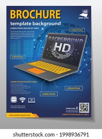 Laptop Computer Application Technology Poster Flyer Communication Hi Tech Innovation Background 
Concept  Vector Illustration