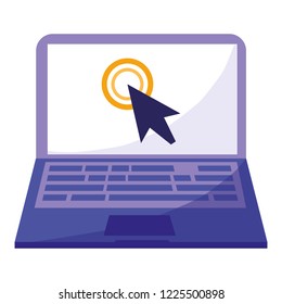 laptop computer with arrow cursor