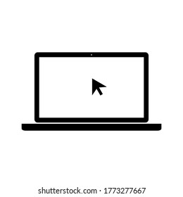 laptop computer with arrow cursor on white screen isolated on white background. vector illustration