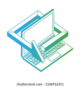 laptop computer with arrow isometric icon