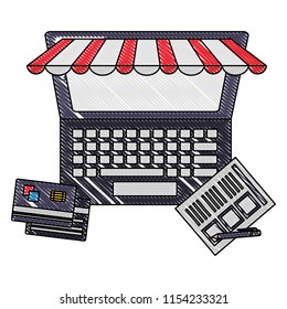 laptop computer bank cards document pen buy online
