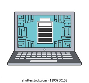 laptop computer with battery level isolated icon