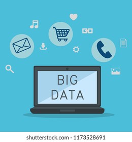 laptop computer with big data icons