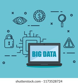laptop computer with big data icons