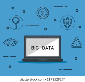 laptop computer with big data icons