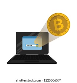 laptop computer with bitcoin