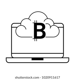 laptop computer with bitcoin cloud
