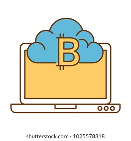 laptop computer with bitcoin cloud