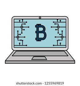 laptop computer with bitcoin commerce