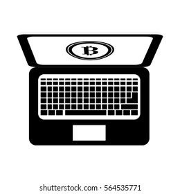 laptop computer and bitcoin currency over white background. vector illustration 