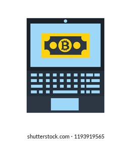 laptop computer bitcoin trade money