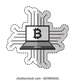laptop computer with bitcoin vector illustration design