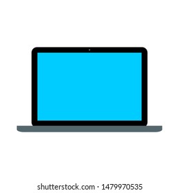 laptop computer with blank blue screen isolated on white background. vector illustration