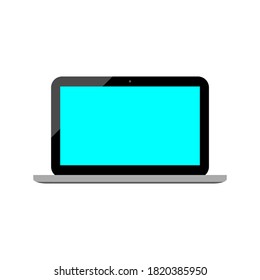 ordenador portátil con pantalla azul en blanco aislado en fondo blanco. ilustración vectorial
