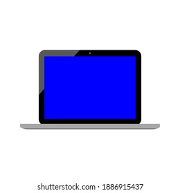ordenador portátil con pantalla azul en blanco aislado en fondo blanco. ilustración vectorial