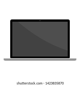 laptop computer with blank dark screen isolated on white background. vector illustration. 