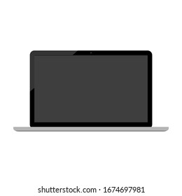 laptop computer with blank dark screen stand by mode isolated on white background. vector illustration